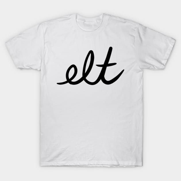 ELT Clothing Cursive Logo Black | Large T-Shirt by ELTClothing